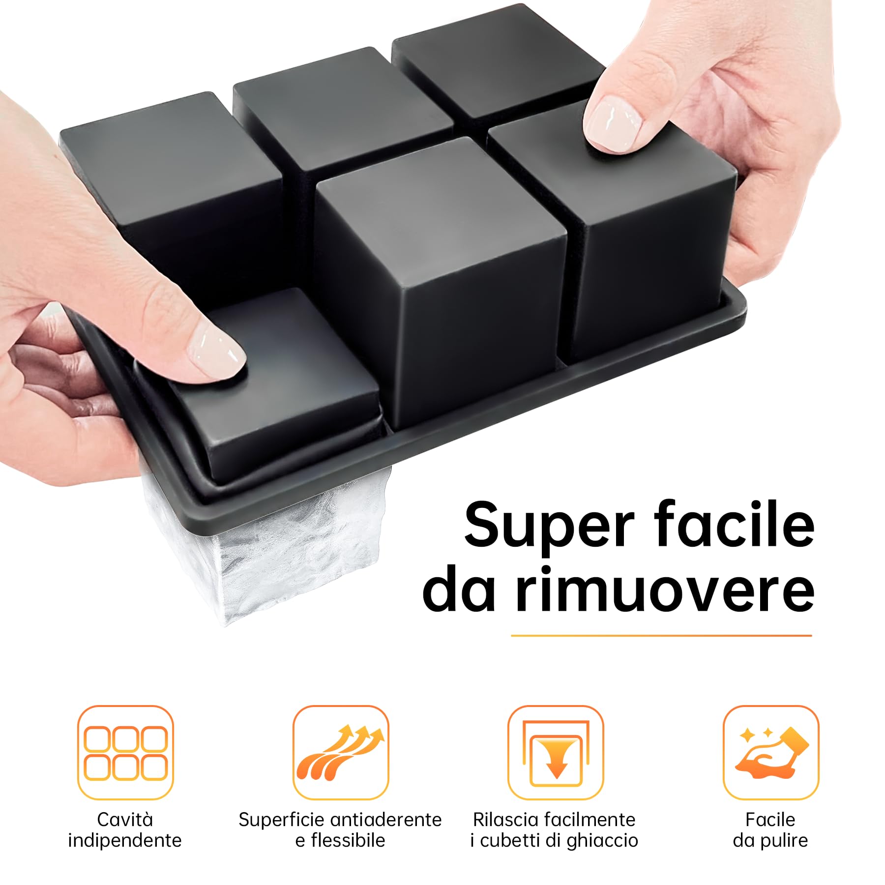 Walfos Vassoio grande in silicone da 1 tazza con coperchio, 4 confezioni di vassoi per cubetti di ghiaccio per alimenti, alimenti per bambini, contenitore per conservare e congelare zuppe, brodo