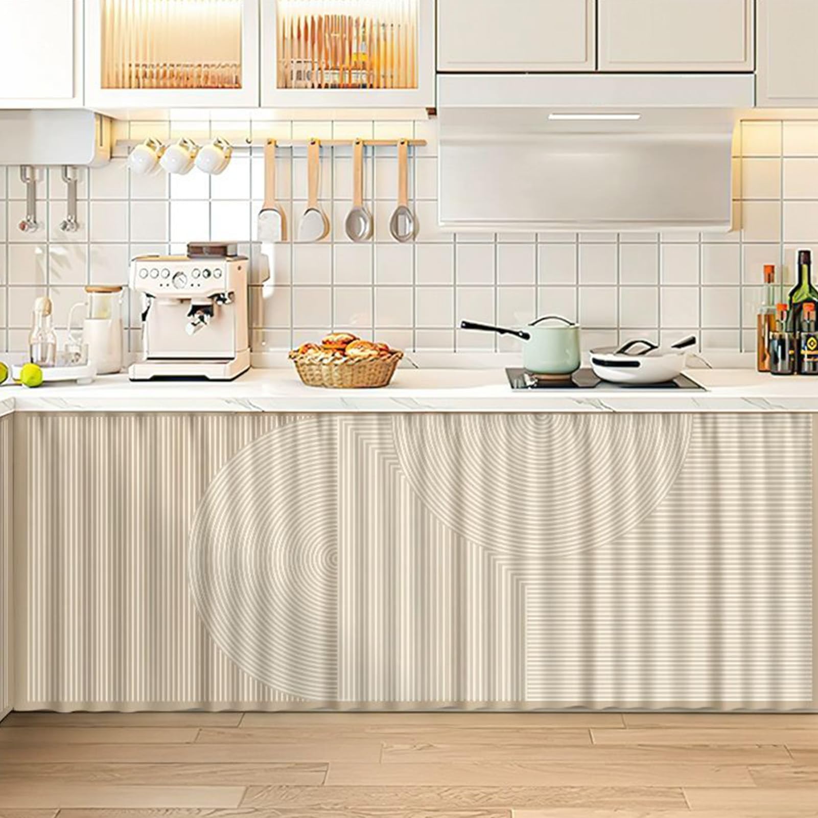 WIQUYBML Sink Skirt for Bathroom & Kitchen Striped Cabinet Cover (80cm x 120cm) Durable UnderSink Drape Privacy Classroom Home Use Stylish Ains.