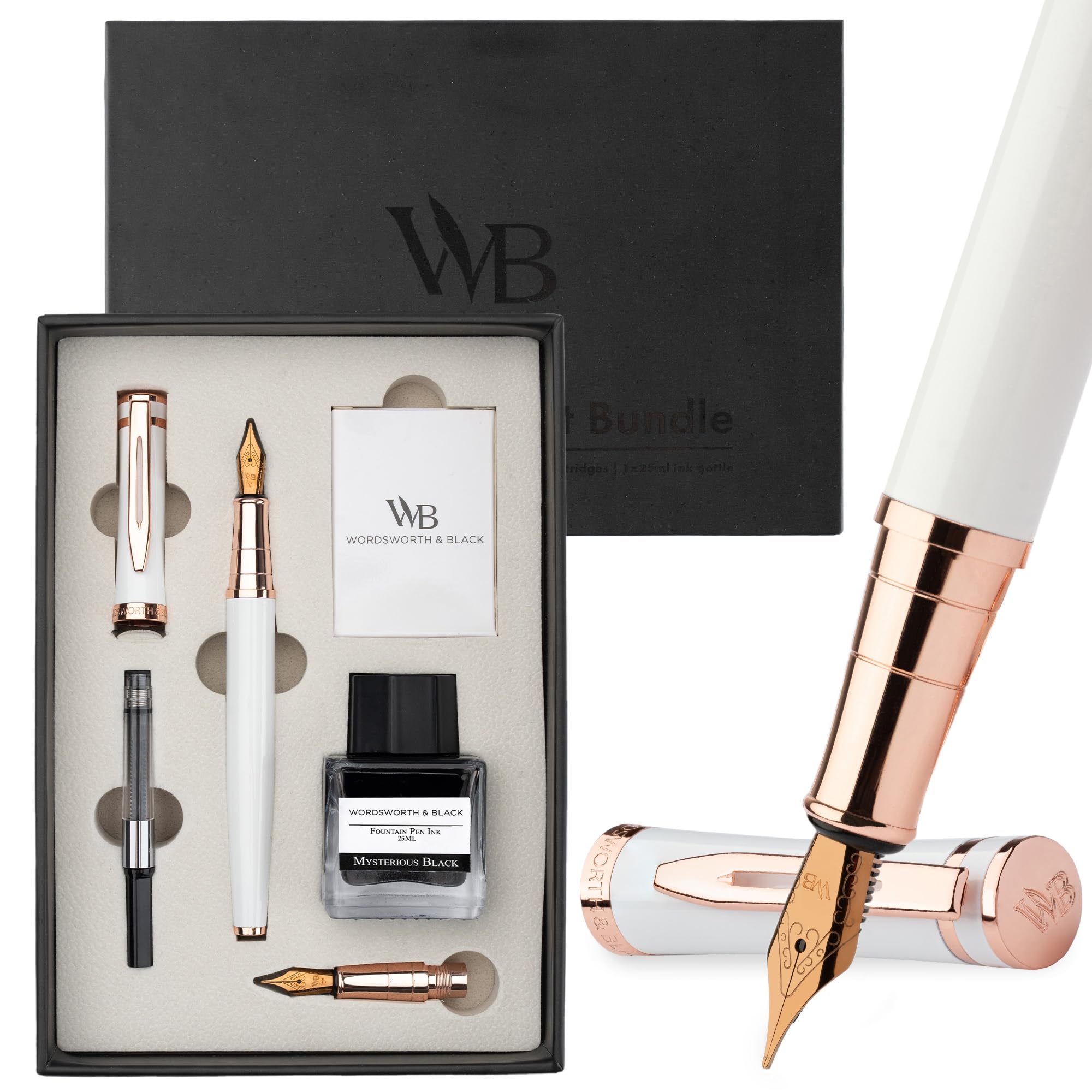 Amazon | Wordsworth & Black 万年筆セット、18K ゴールド中細および超
