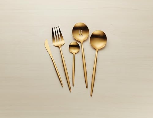 Miniatura 3 de Hampton Forge 894758 Skandia Zephyr - Juego de cubiertos dorado satinado de 45 piezas