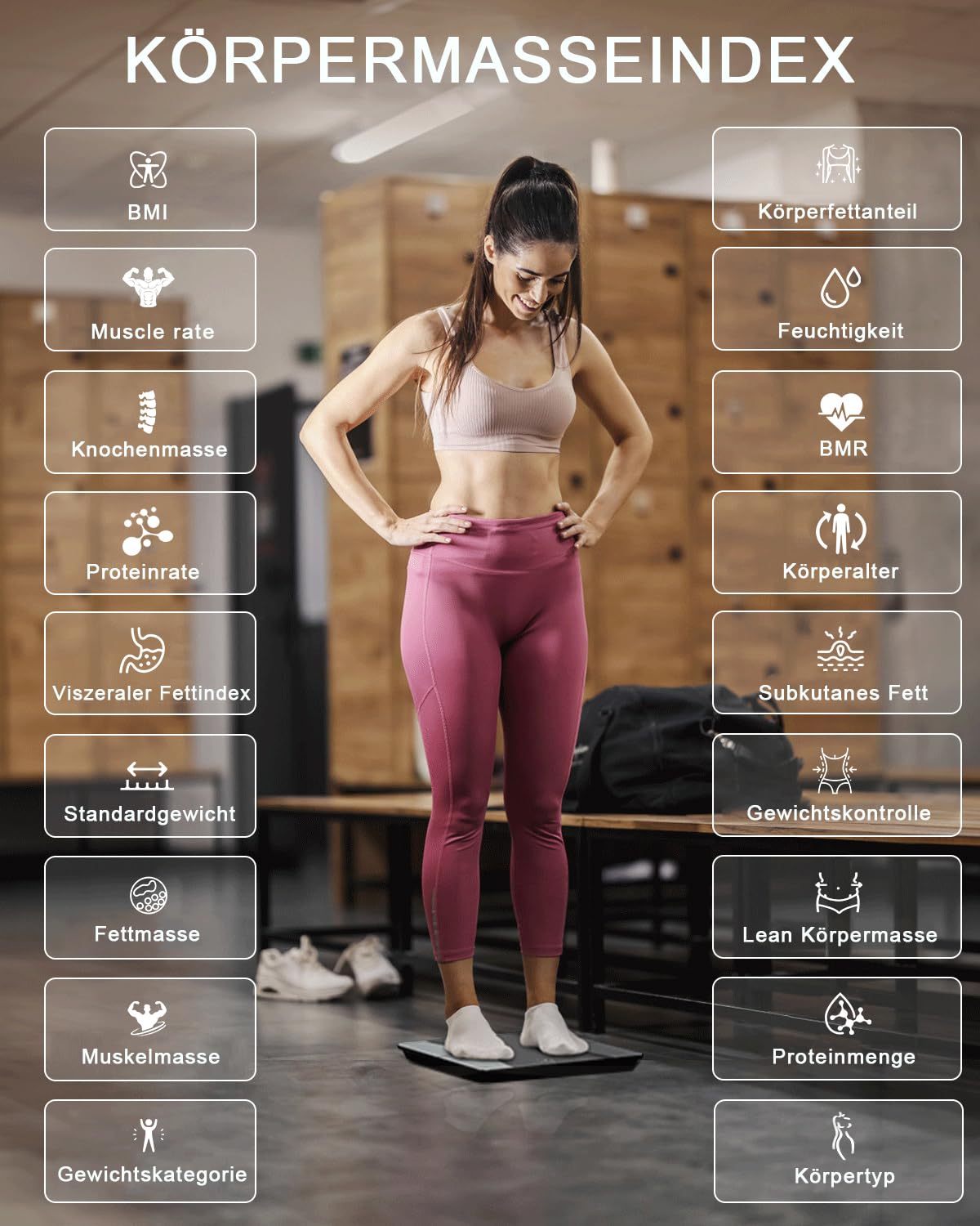Bluetooth Körperfettwaage mit App – Präzise Personenwaage bis 180 kg, Digitale Anzeige, BMI & Muskelanalyse, 18 Körperwerte, kompatibel mit LeAo Health