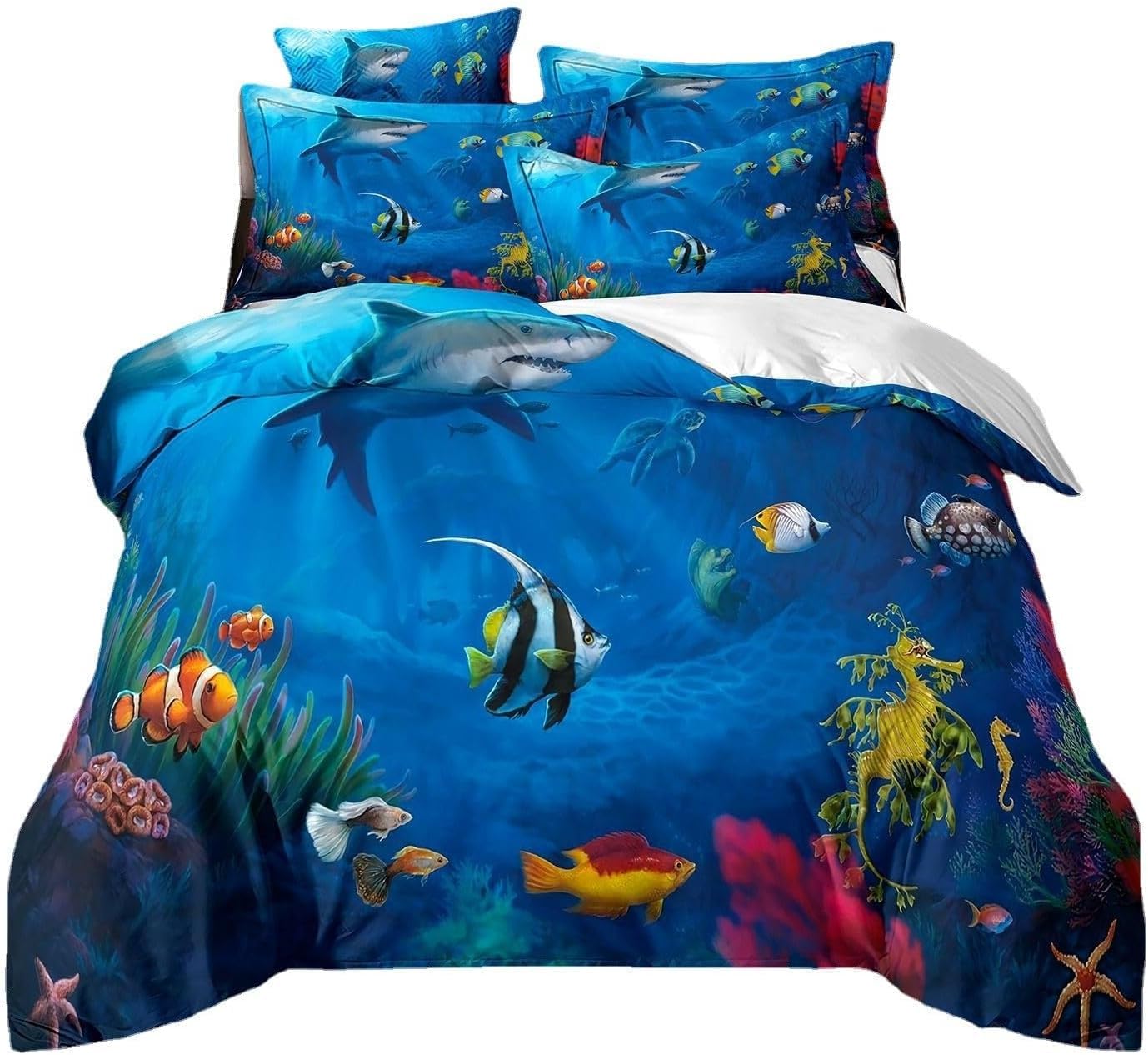 Housse de couette 220x240 fond marin : fini la corvée de lit grâce au zip