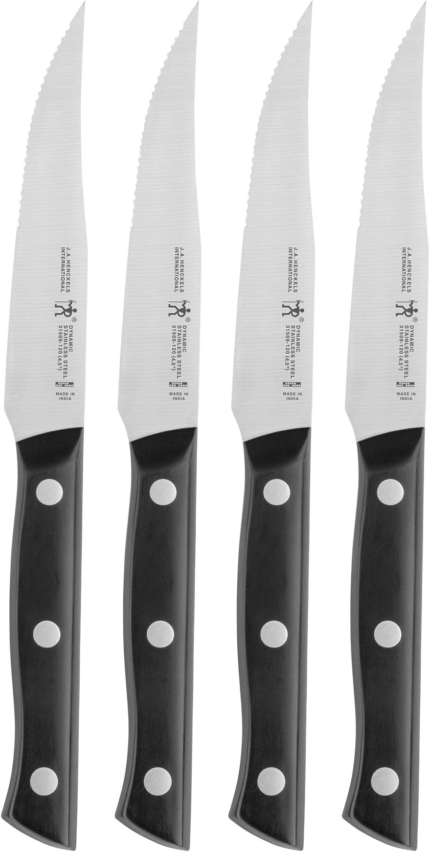 Dynamic Razor-Sharp Steak Knife Set of 4, German Engineered Informed by 100+ Years of Mastery, Stainless Steel