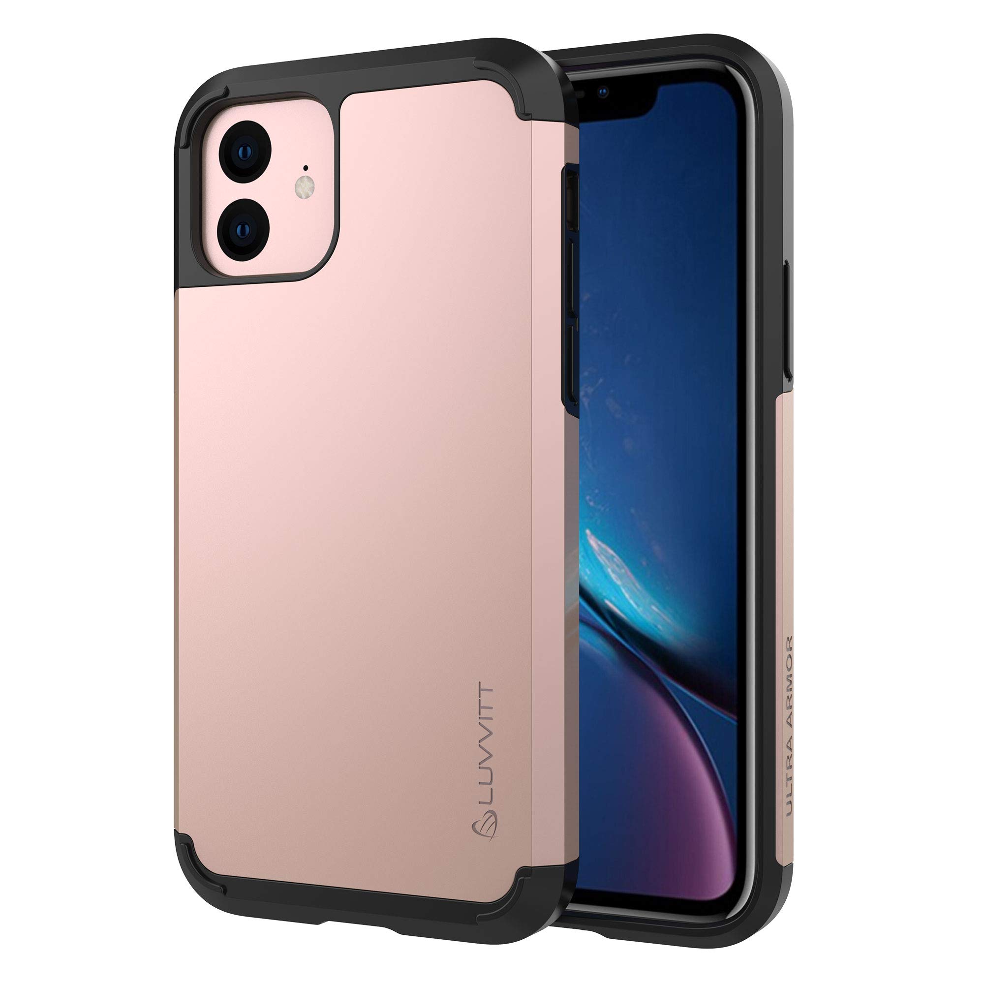 Luvvitt Ultra Armor Case Designed for iPhone 11 2019 with Removable Metal Plate for Magnetic Holder (car Phone Mount Cradle is not Included) for Apple iPhone XI 11 6.1 inch Screen - Rose Gold