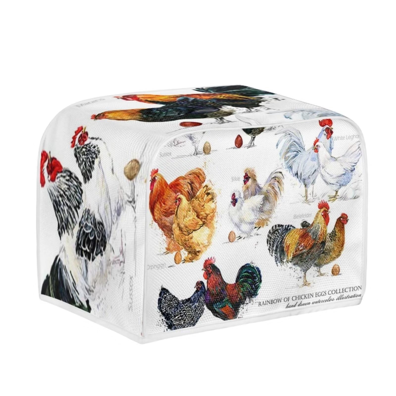 JSLXYYBQ Rooster Print Toaster Cover 2 Slice, Kitchen Appliance Decorative Dustproof Chicken Pattern Bread Maker Cover Women Gift
