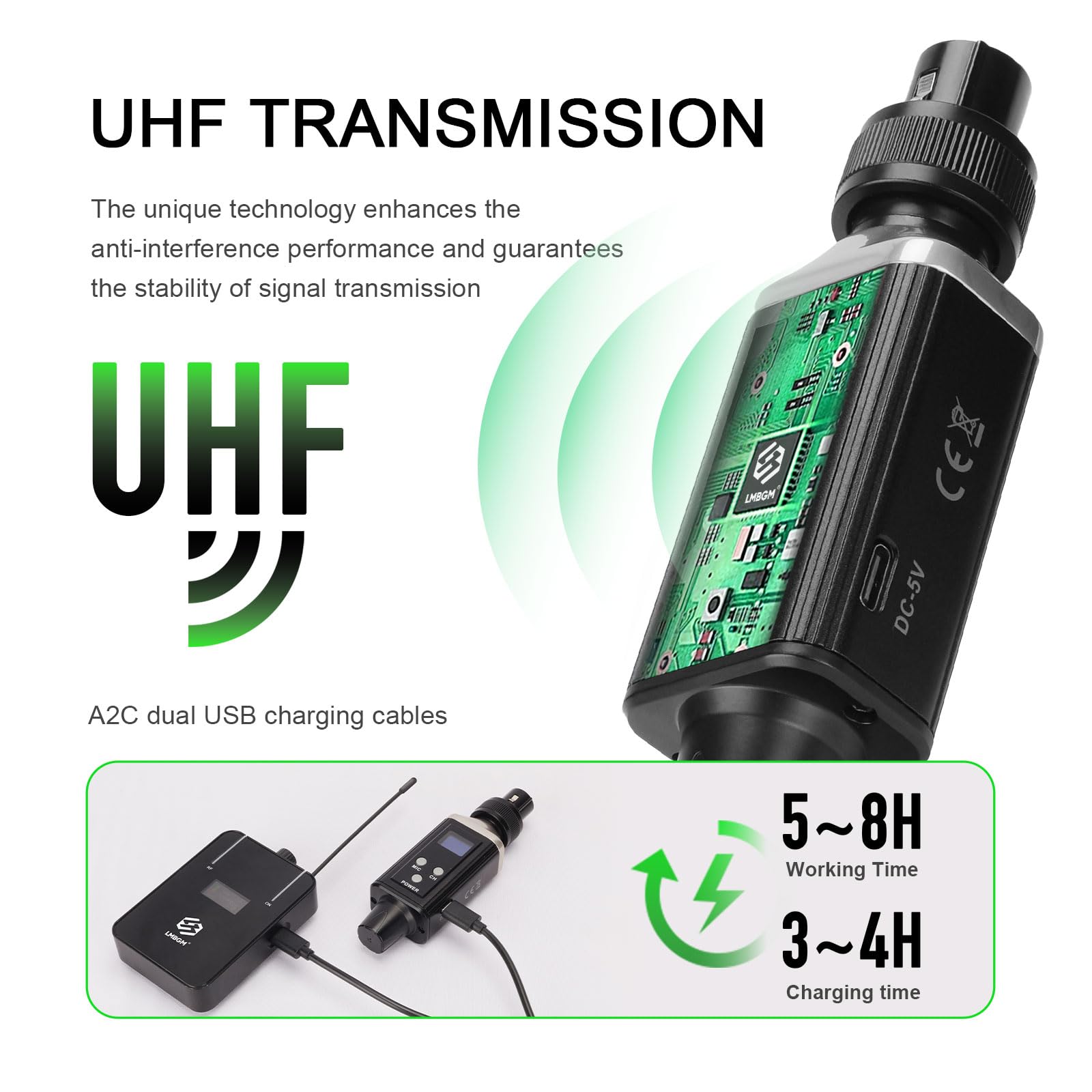 AR9 UHF Mono Wireless In Ear Monitor System Transmitter & Beltpack Receiver for Studio, Band Rehearsal & Live Performance (AR9 Pro-1)