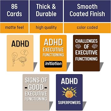 ADHD Executive Functioning Toolkit - ADHD Coping Flash Cards for Self Regulation - Therapy Tools & Activities for Managing Neurodivergence - ADHD Superpower Flashcards - ABA Therapy Materials