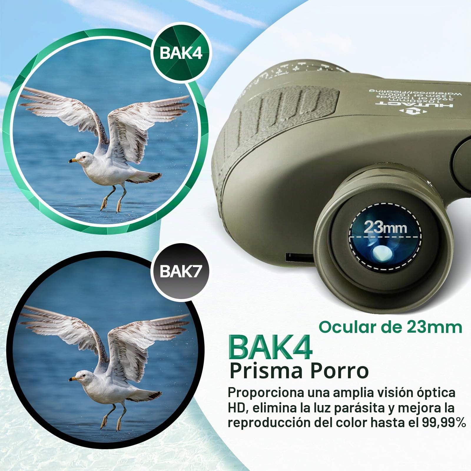 10x50 Prismaticos Profesionales Largo Alcance para Adultos con TeléMetro Y BrúJula Iluminados para VisióN con Poca Luz, ObservacióN De Aves, Paseos En Bote, Safari Y Senderismo