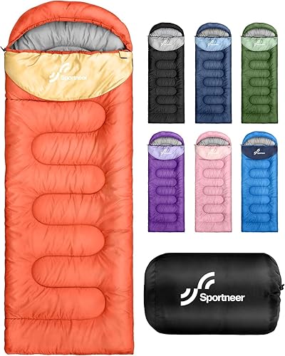 Miniatura 14 de Sportneer Saco de dormir para adultos y niños, para clima frío y cálido, impermeable, saco de dormir para acampar, senderismo, viajes Negro y gris