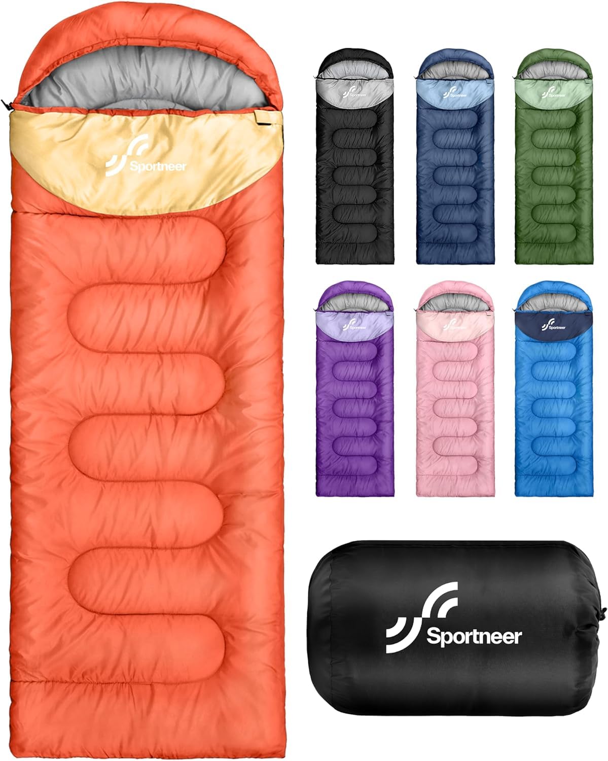 Sportneer Sleeping Bags for Adults - Kids Sleeping Bag 3-4 Season Lightweight Backpacking Sleeping Bag Cold Weather & Warm, Compact, Single Adult Girls Boys Camping Sleep Bag, 220×80cm, 2kg