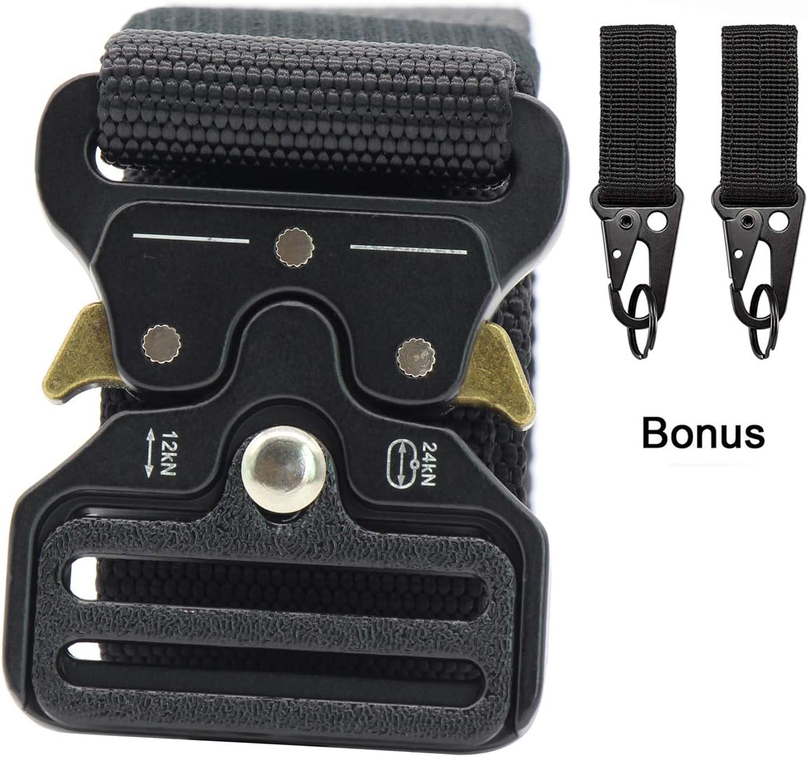 1.7″ Military Tactical Belts,Heavy Duty Gun & Work Belt, Quick-Release Webbing Nylon Belts with Metal Buckle