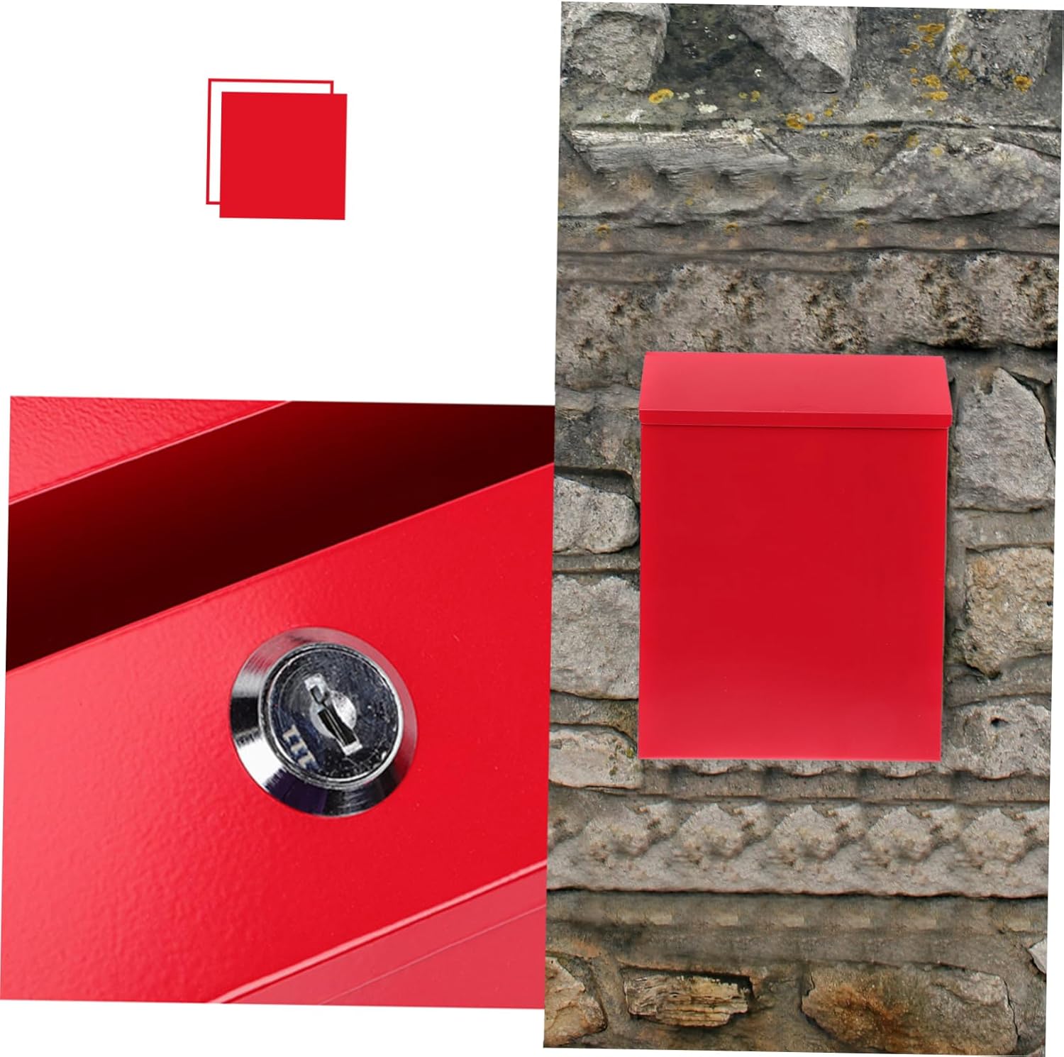 DOITOOL Pastoral Style Lockable Wall Mount Mailbox Decorative Letter Box for Garden Privacy Protection Durable European Vintage Design