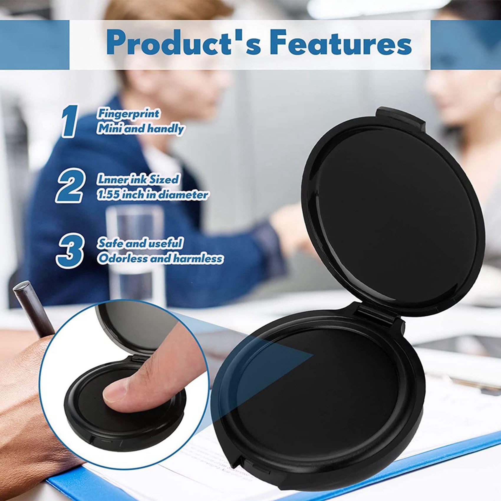 100 Pz Impronte Digitali Impronte Digitali Tampone Inchiostro Mini Nero Timbro Inchiostro Pad Forniture Notarile Identificazione ID di Sicurezza