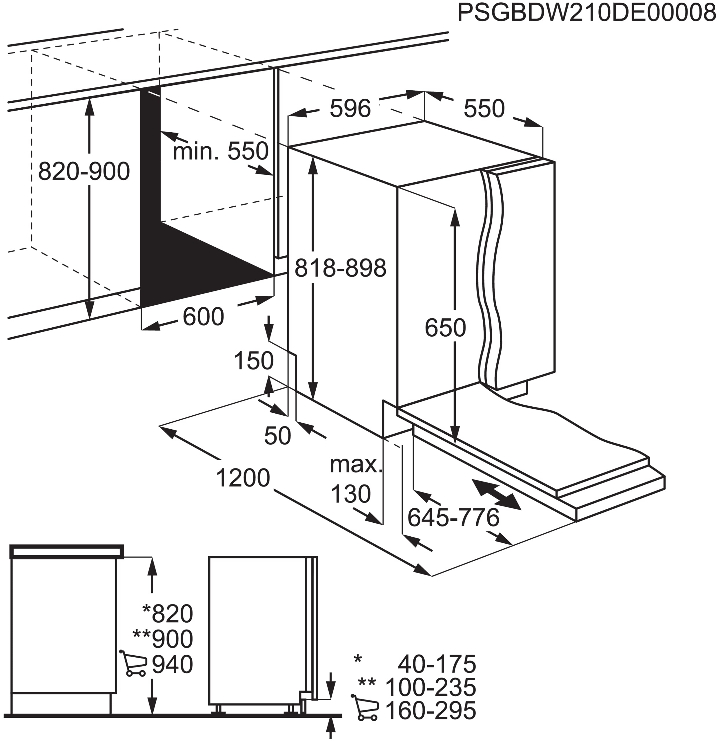 AEG Vollintegrierter Geschirrspüler 60 cm Serie 5000 AirDry Energieklasse C Besteckschublade 44 dB Wasserstopp 14 MG FSK64907Z