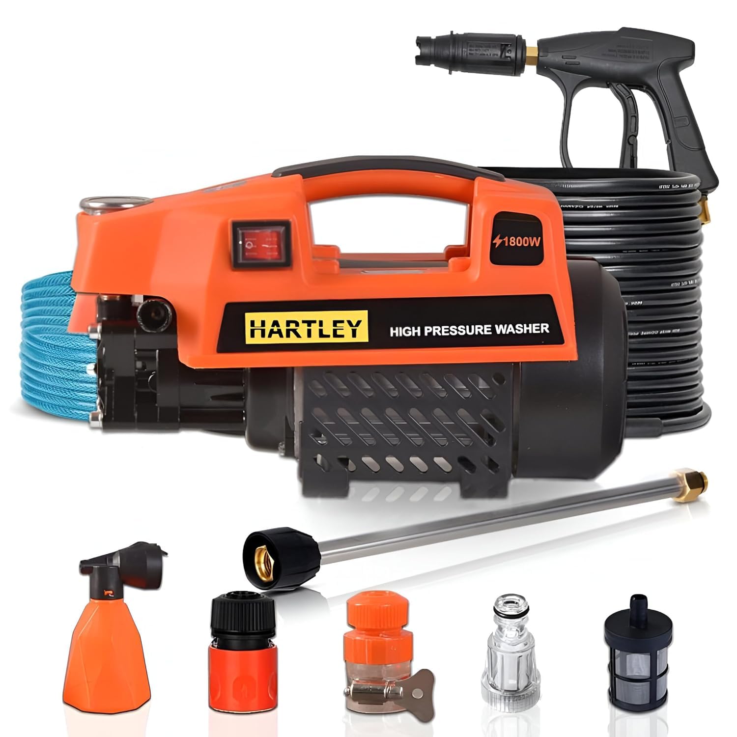 Nutronics Supreme High Pressure Washer, Car Washer, 1800 Watts Motor, 120 Bars, 6.5L/Min Flow Rate, 8 Meters Outlet Hose, Portable, Car, Bike & Home Cleaning, Black and Orange-image-12