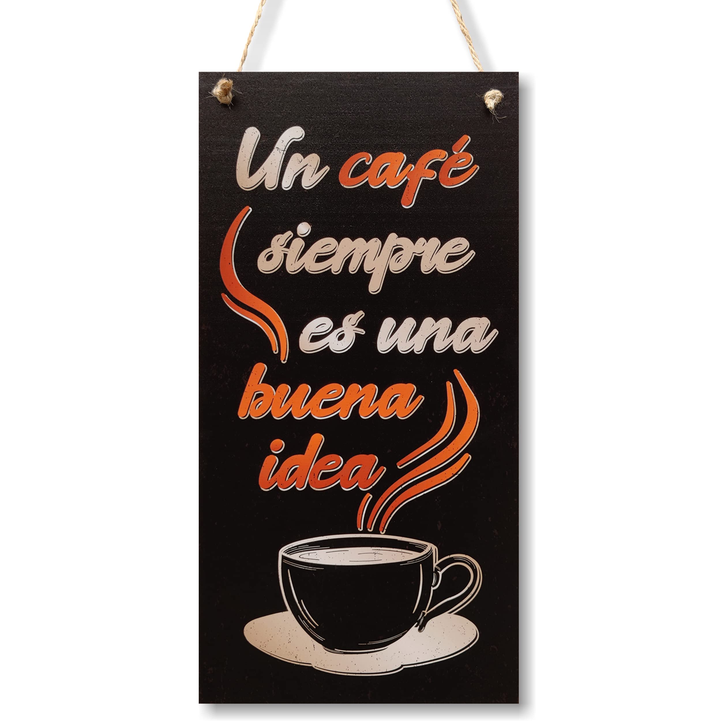 CARISPIBET Un café siempre es una buena idea carteles decorativos para el hogar, cocina, restaurante, bar estilo retro decoración de pared 30 x 15 cm