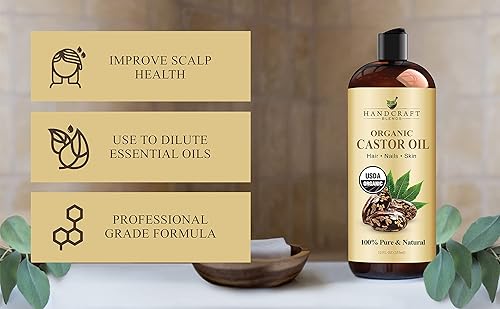 Miniatura 5 de Handcraft - Aceite de ricino orgánico para el crecimiento del cabello pestañas y cejas aceite portador 100 puro y natural aceite para el cabello y
