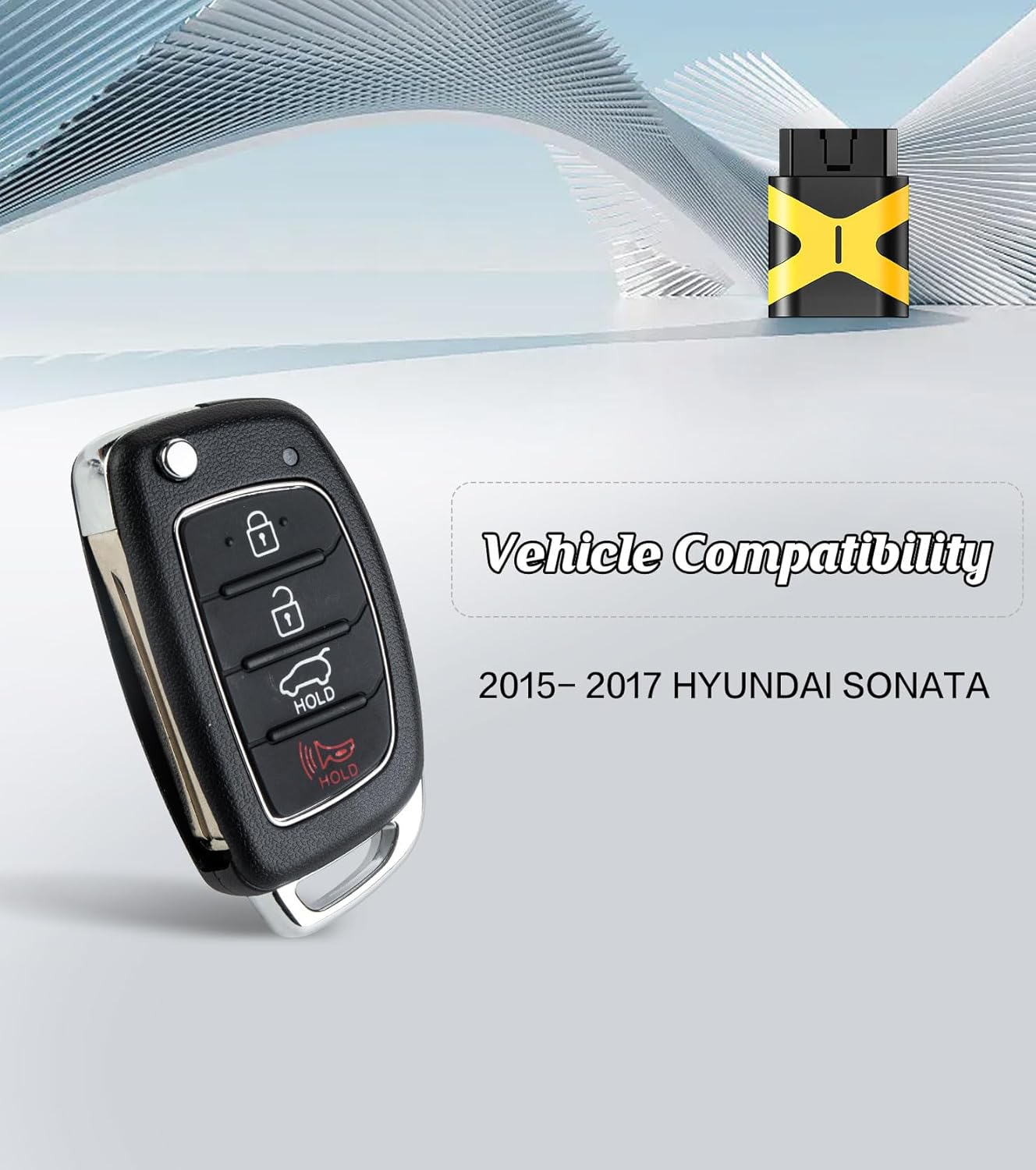 Self Programmable Car Key Fob Keyless Entry TQ8-RKE-4F16 Replacement for 2015-2017 Hyundai Sonata 433MHZ (4 BTN/TQ8-RKE-4F16 self programmable Remote)