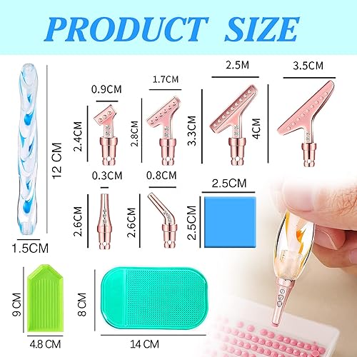 Miniatura 2 de Kit de 34 bolígrafos de pintura de diamante de acero inoxidable, 3 bolígrafos de arte de diamante 5D, herramientas de pintura de diamante 5D para