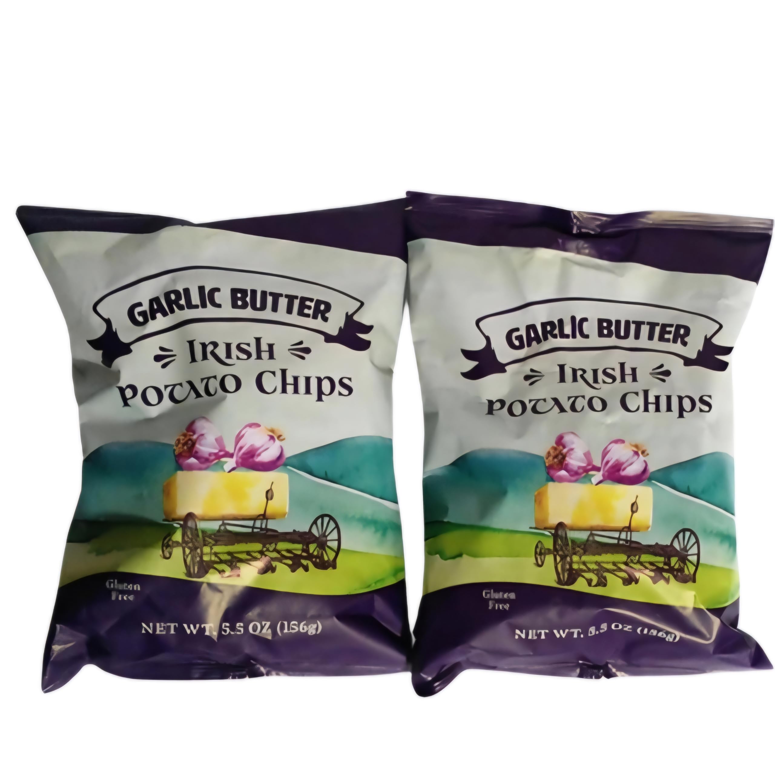 Garlic Butter Irish Potato Chips Gluten Free Snack, 2 Pack