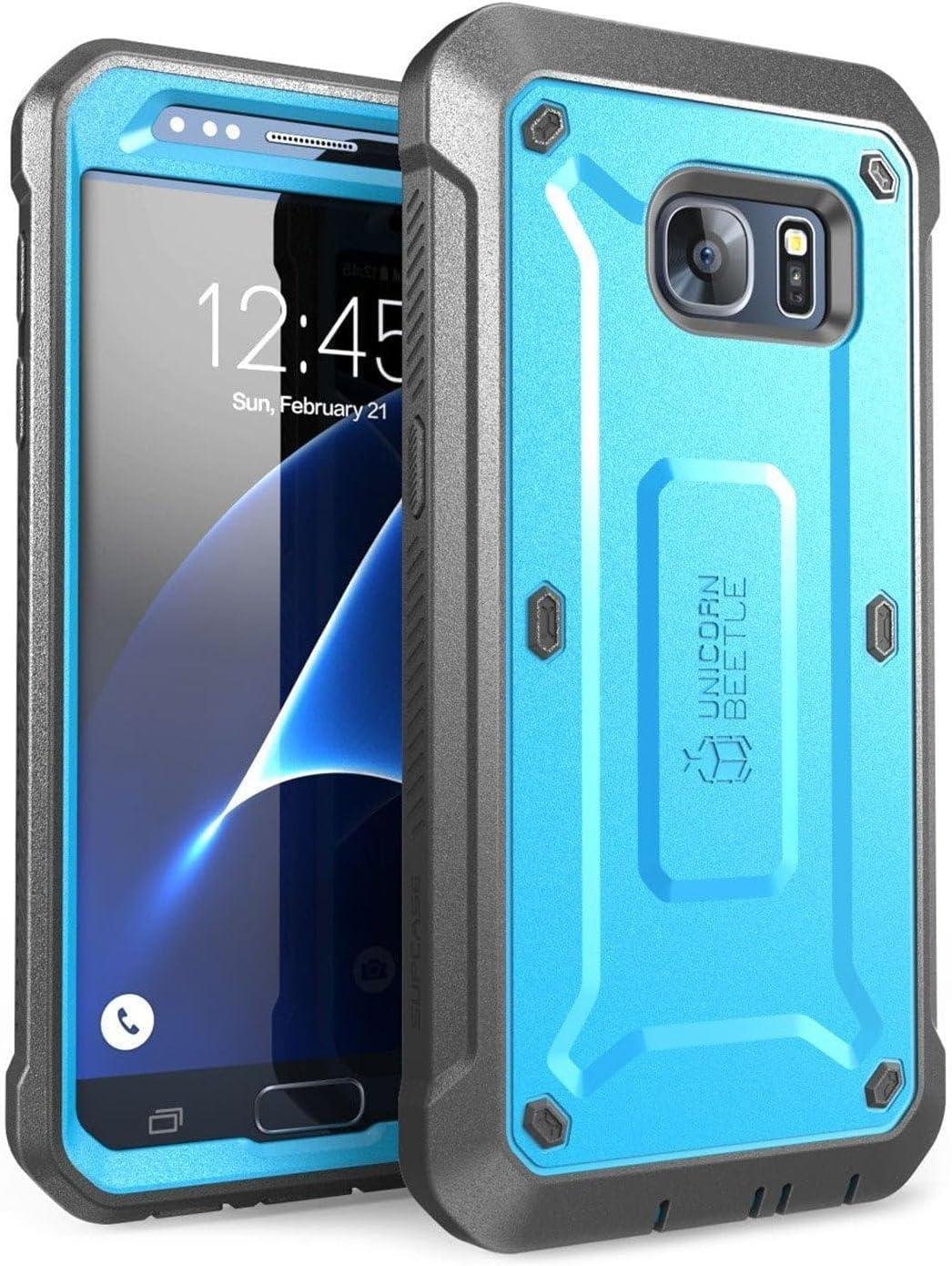 Unicorn Beetle Pro Series Case Designed for Galaxy S7, with Built-In Screen Protector Full-body Rugged Holster Case for Samsung Galaxy S7 (2016 Release) (Blue/Black)