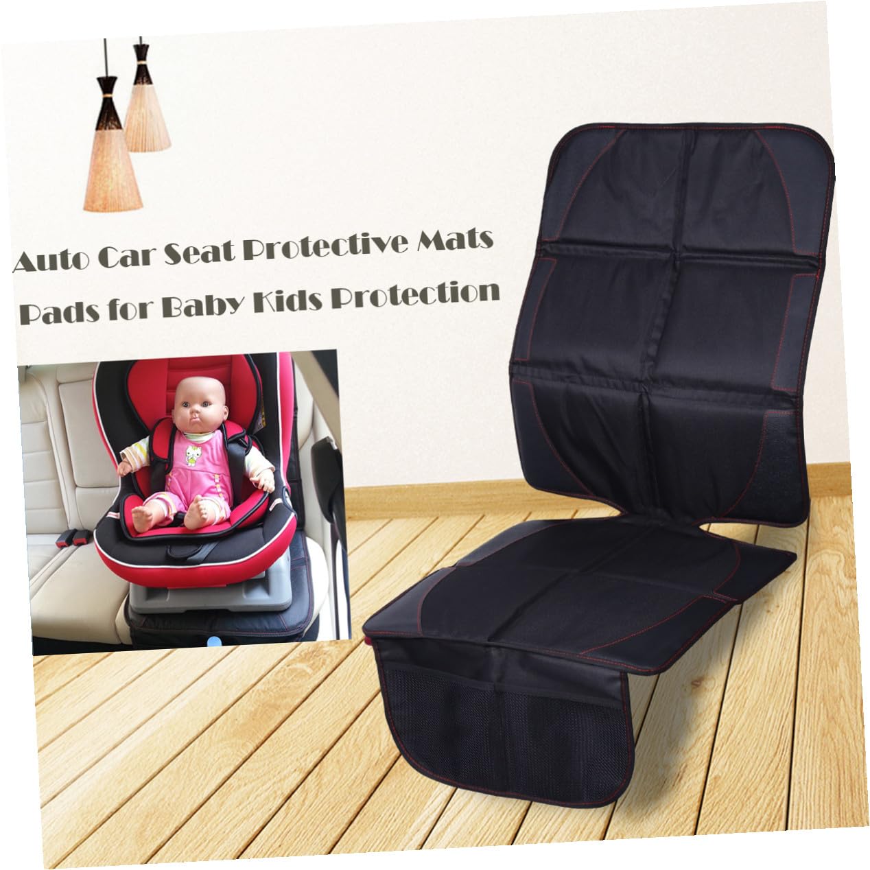 Protezione per Seggiolino Auto per Bambini, Nero in Cuoio Oxford Cotone