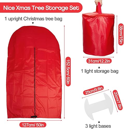 Miniatura 3 de Bolsa vertical de almacenamiento para árbol de Navidad, cubierta impermeable para árbol de Navidad, bolsa de almacenamiento de luz con 3 envolturas
