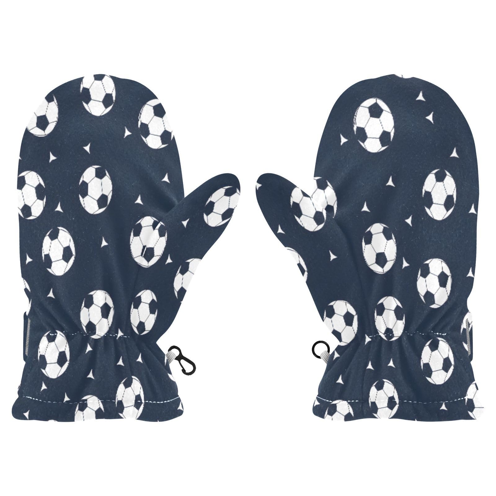 Kid's Winter Gloves Children Warm Gloves White Black Football for Boys Girl Age 2-4 Years