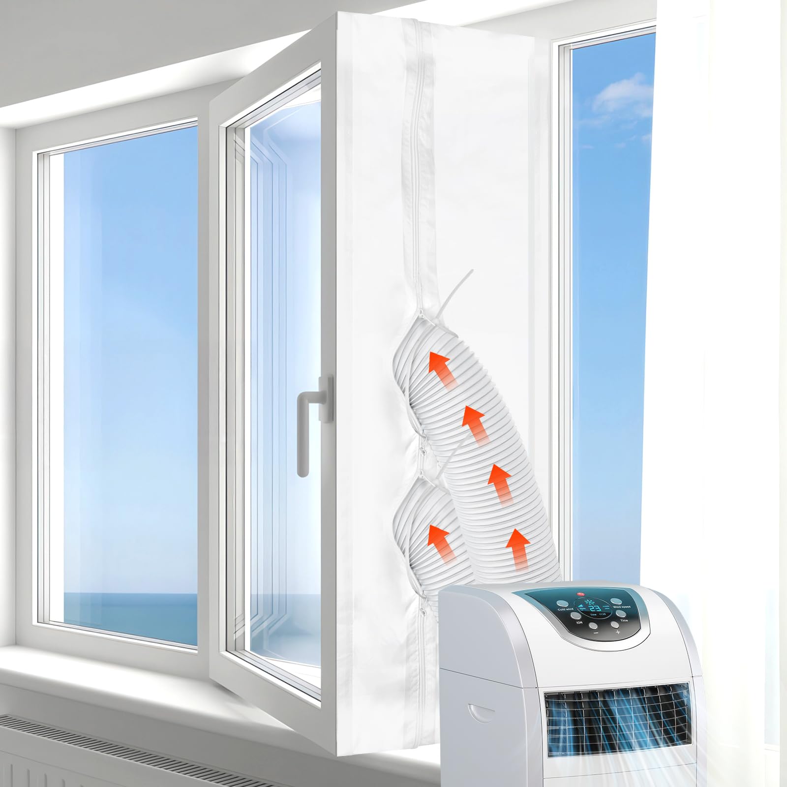 Climatizzatore per finestre, tubo di scarico, 300 cm, guarnizione per finestre per climatizzatori mobili, per aria condizionata, asciugatrici, finestre a battente