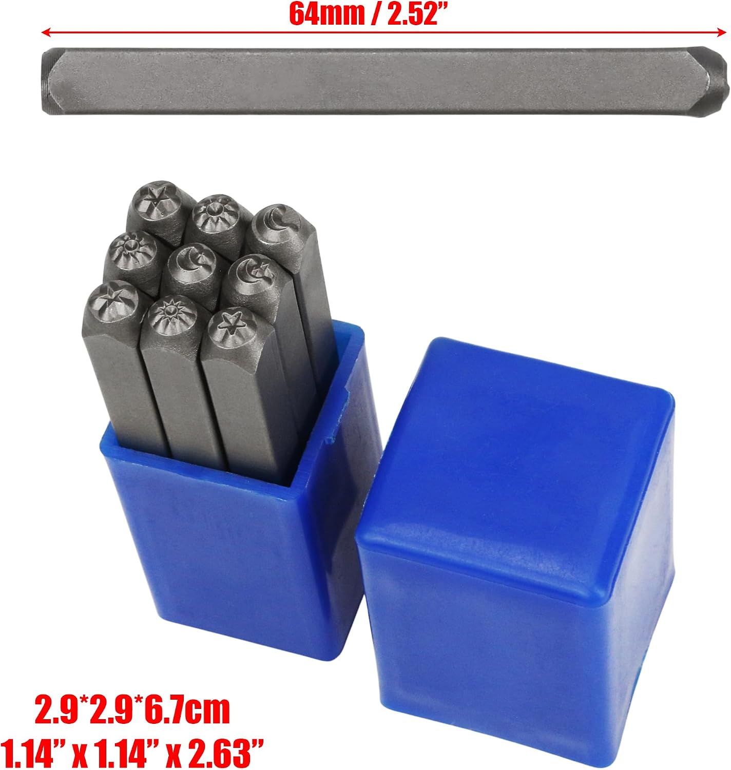 9Pcs 3MM (1/8”) Metal Stamping Tool – Steel Sun Moon and Star Set for Stamping Leather Jewelry Making & Crafting Supplies