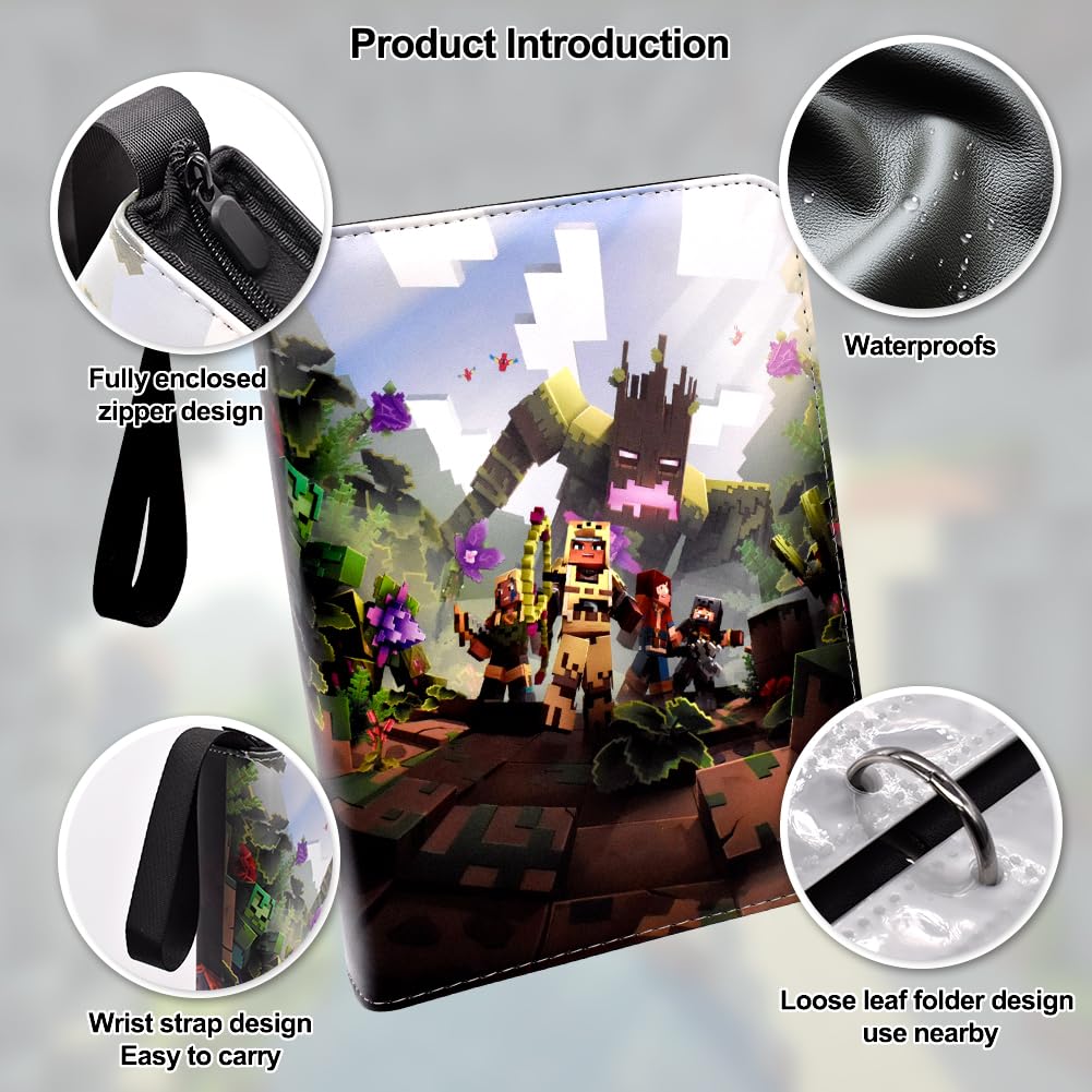 4 Pocket Card Binder Trading Card Album Minecraf Collection Card Holder Card Album Case Folder Waterproof Card Storage Bag for game Cards 50 Pages 400 Cards Capacity - Image 3