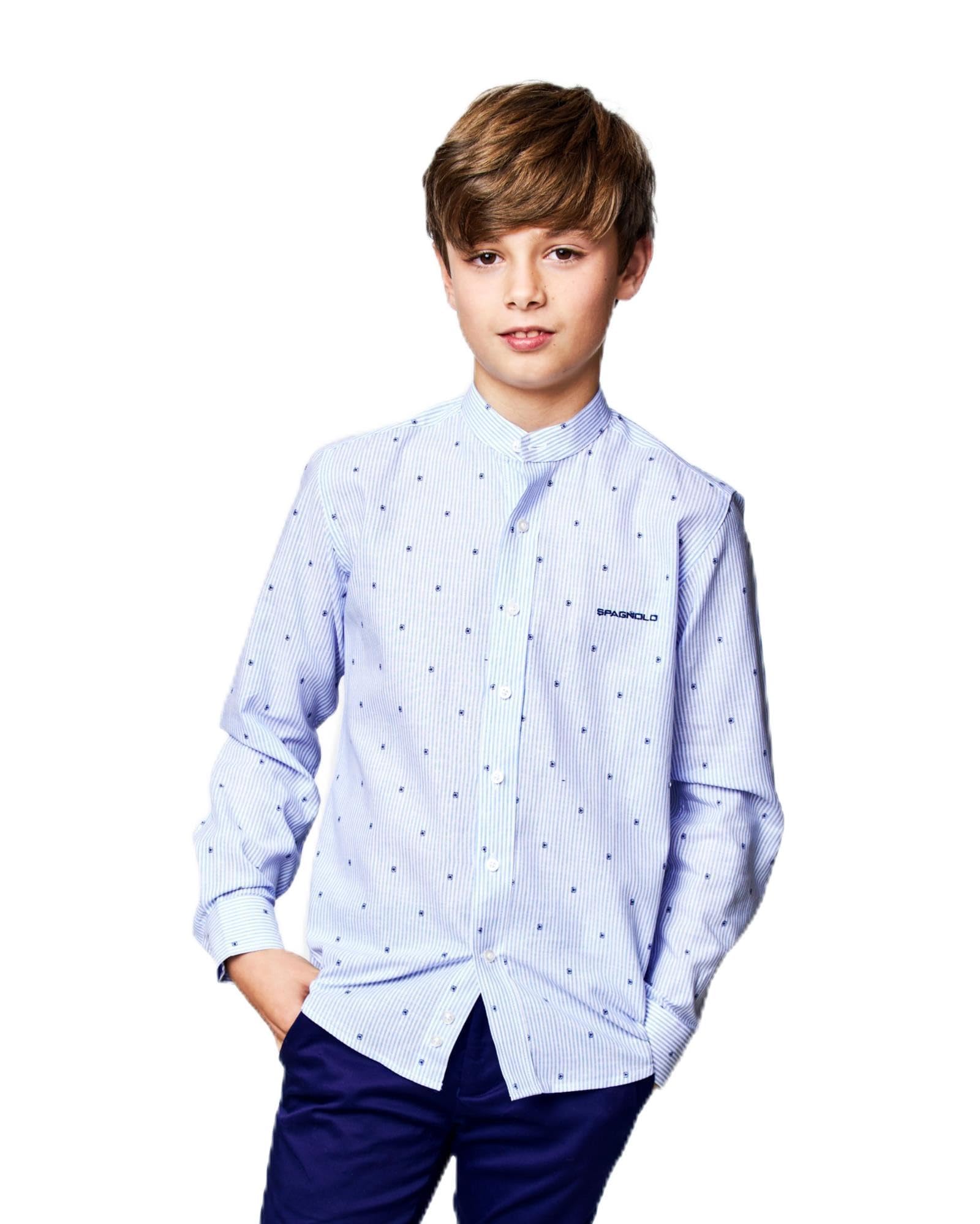 SPAGNOLO Camisa Cuello Mao Lino Estampado para niño
