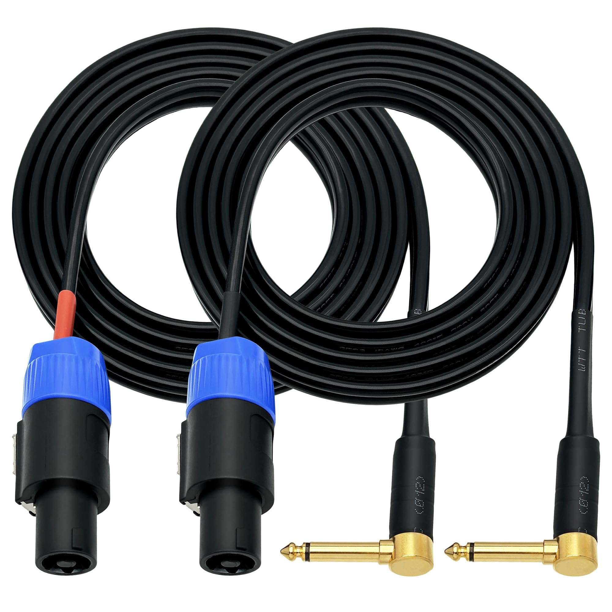 CESS-133-6f Cavo per altoparlante/amplificatore, ad angolo retto da 1/4 pollici, 2 pezzi (6 piedi)