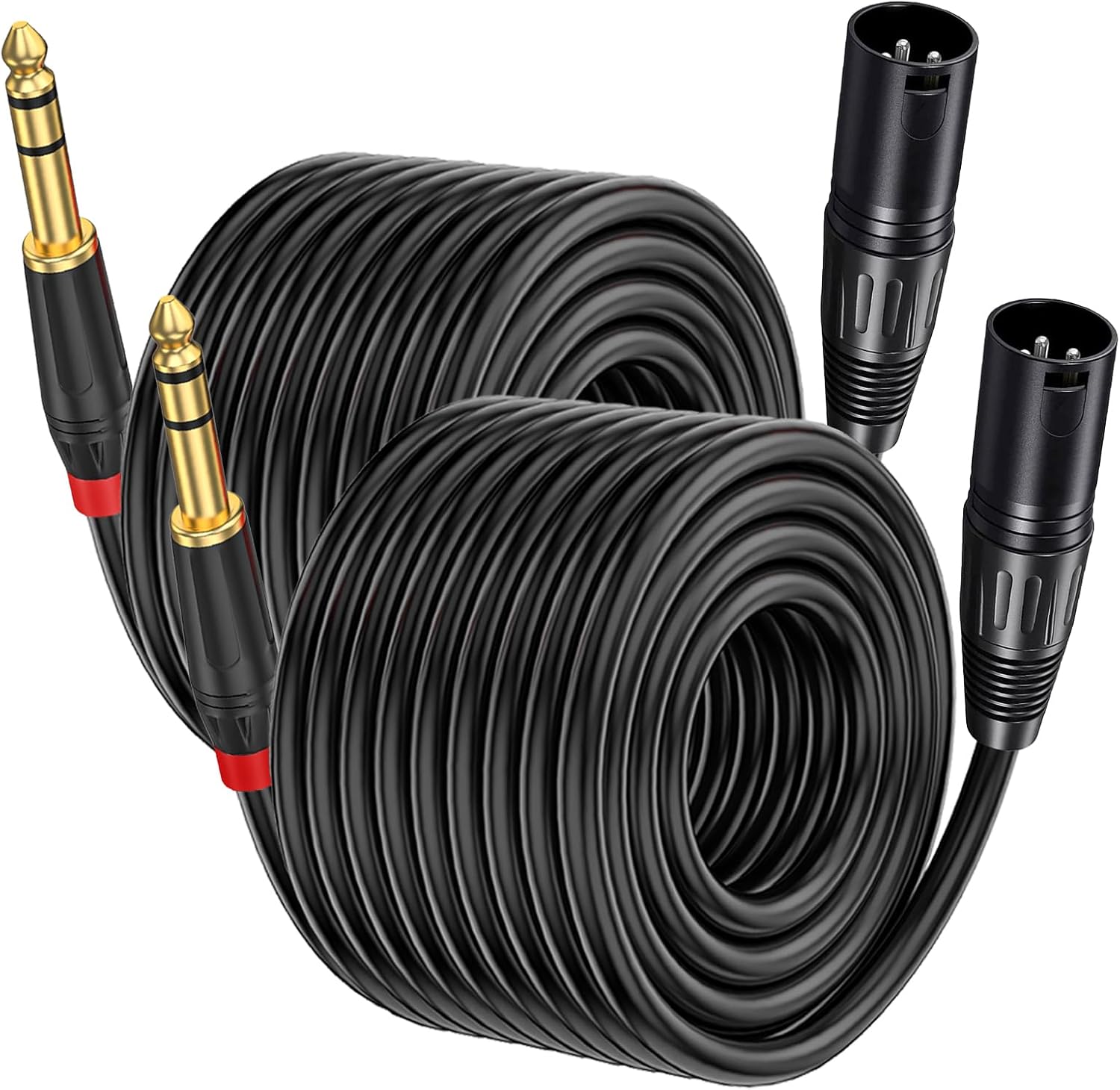 (2PACK/ 100 FT) XLR to 1/4 TRS Stereo Adapter, 6.35mm Dual Channel to 3-pin Male, XLR to 1/4 Balanced Microphone Stereo Audio Converter AdapterCable