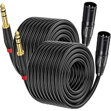 2-Pack 100 FT XLR Male to 1/4 Inch TRS Balanced Audio Cable - 3-Pin XLR to 6.35mm Stereo Adapter Cord for Microphone,Speaker, Mixer, Amplifier