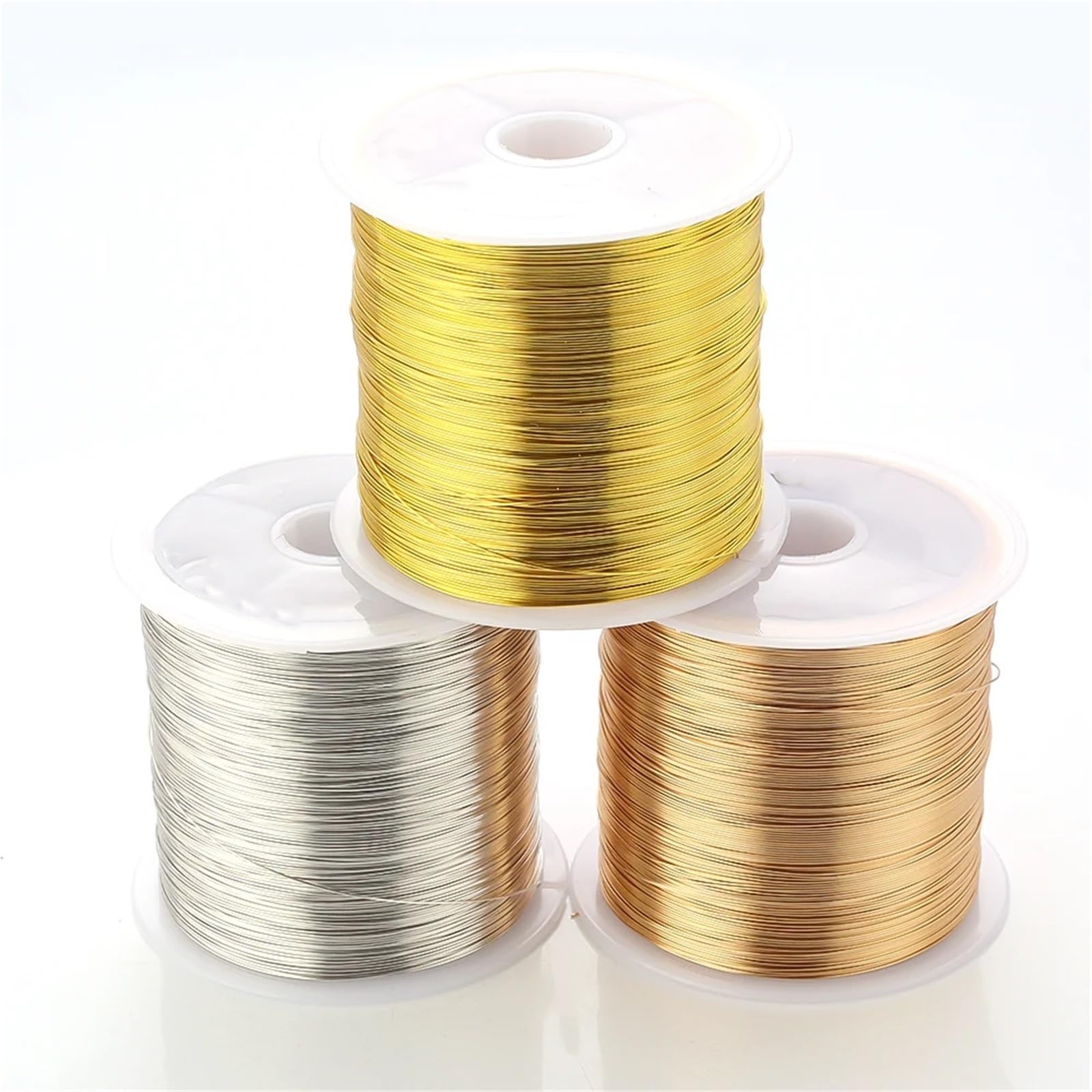 Elastyczny sznurek do bransoletek Drut jubilerski 10 rolek Złoto Srebro Miedź Trwały kolor Koraliki tworzenia DIY(Golden,0.4mm 45m)