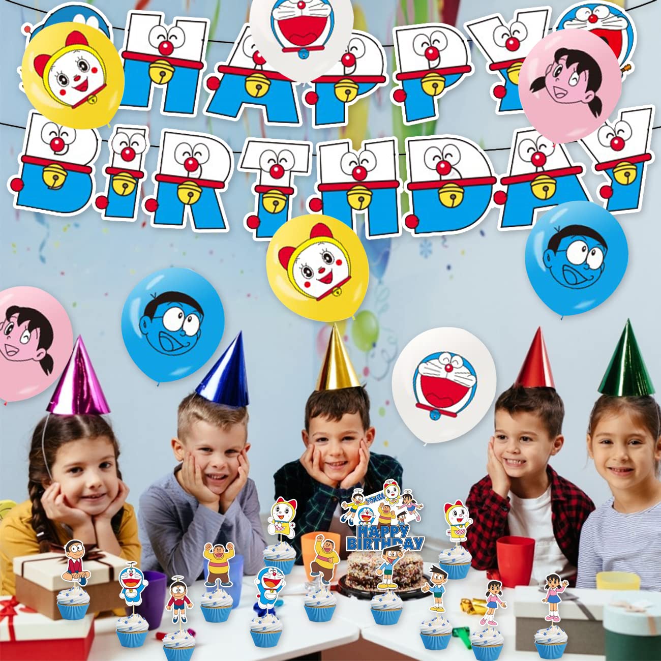 Avengers Palloncini per Feste 32pcs Doraemon Decorazione per Feste di Compleanno Doraemon Palloncini Buon Compleanno per Torta per Bambini Vendicatori Decorazioni di Compleanno