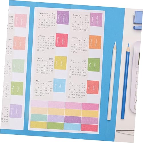 Miniatura 9 de BESTOYARD 20 hojas de calcomanías de calendario de bricolaje 2023 mensual DIY índice de etiqueta de planificación, pestañas de índice índice índice