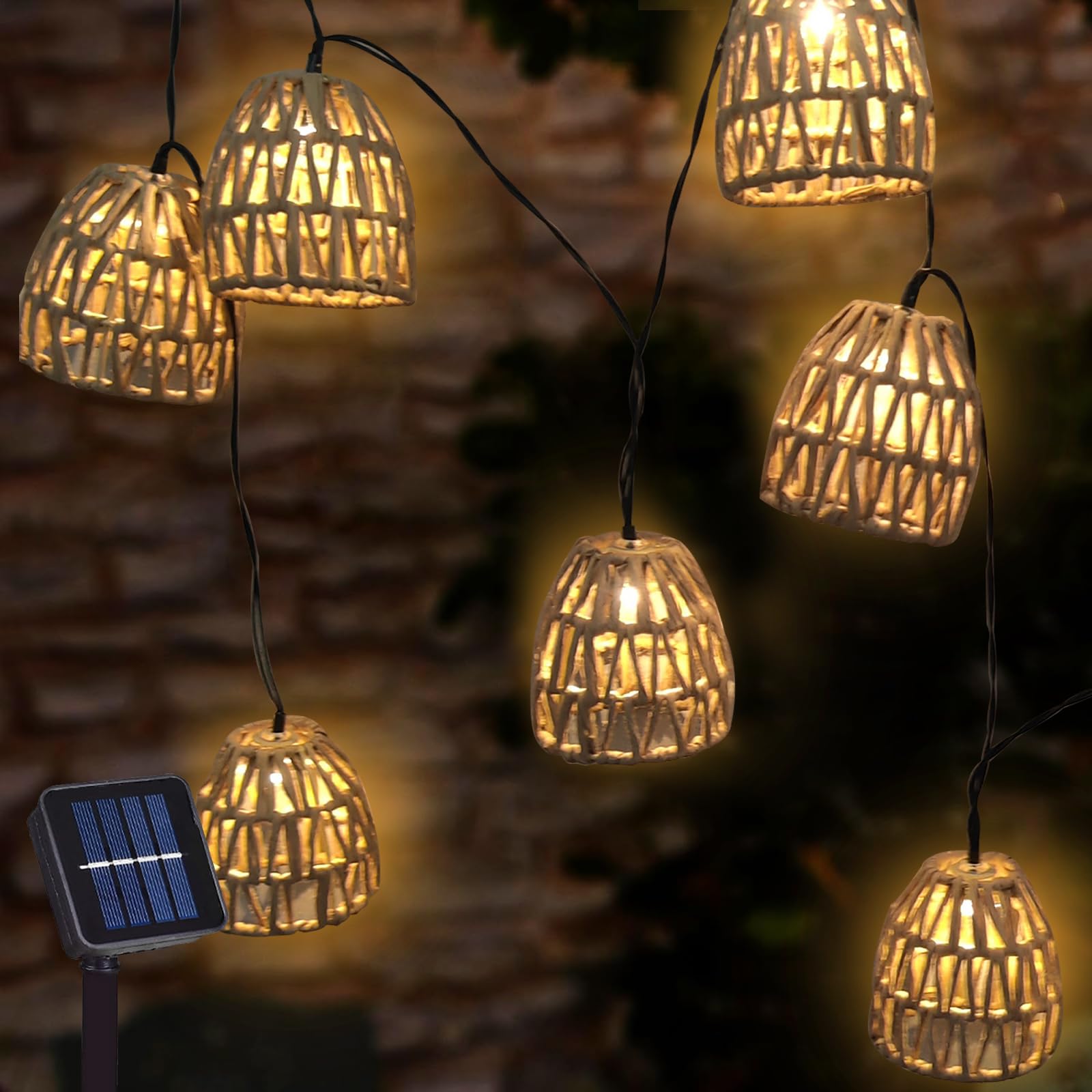 CHENBOOW Guirnaldas Luces Exterior Solar,Luces Solares Led Exterior Jardin 3.6m,Cadena de Luz Solar,para Decorar Jardines,Patios,Terrazas,Fiestas