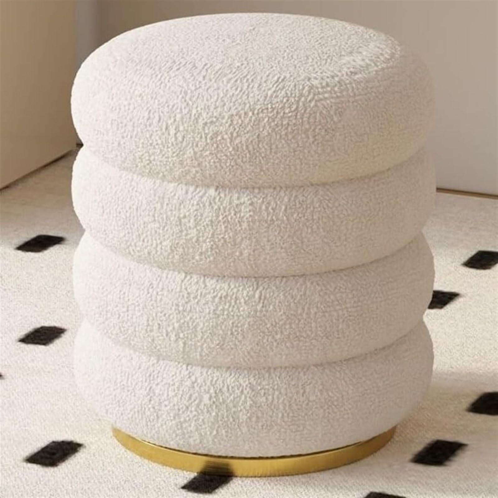 Tabouret bas avec coffre intégré et pouf de salon fixe coloris blanc