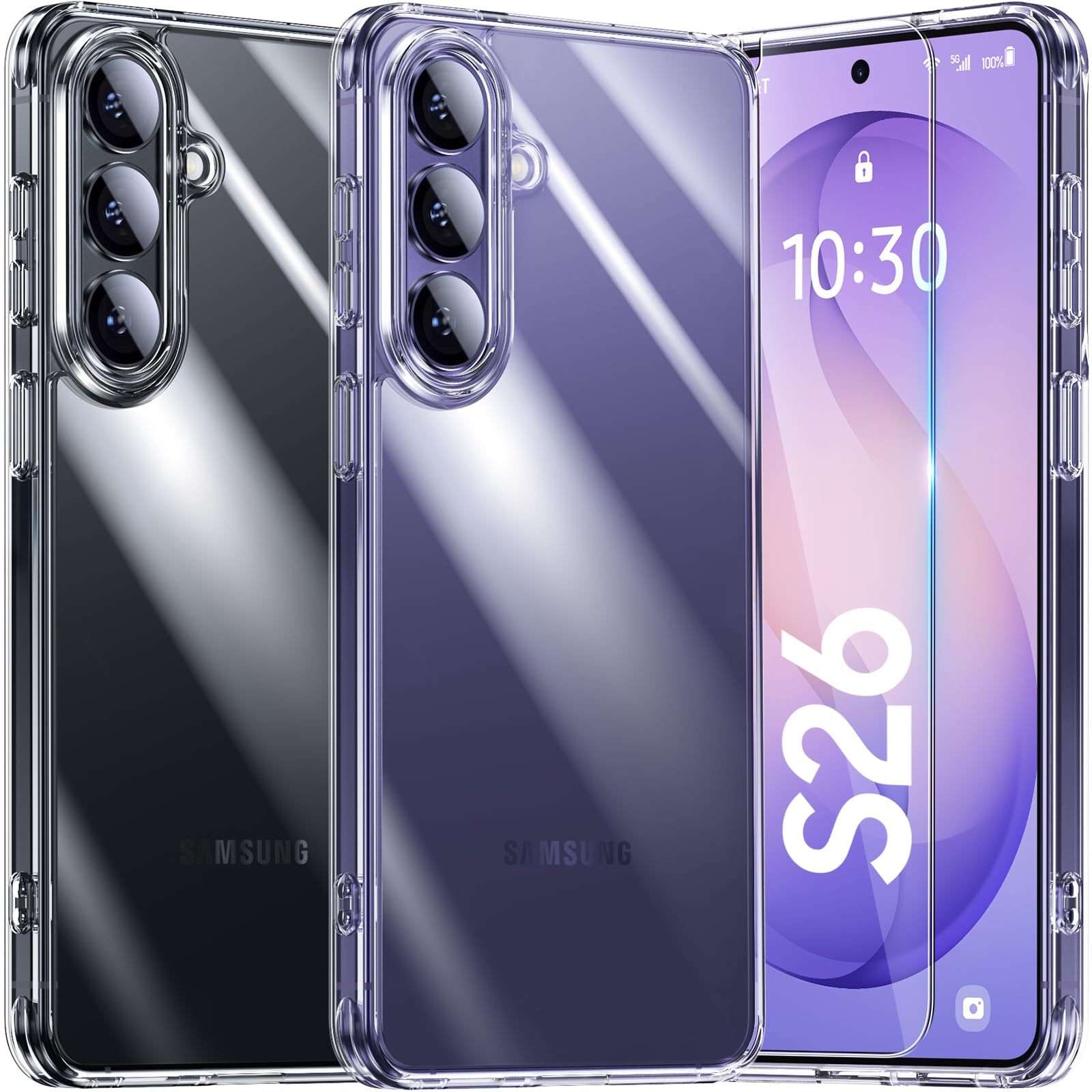 UniqueMe für Samsung Galaxy S26 Hülle - Handyhülle für Samsung Galaxy S26 Case, Rundumschutz Hülle Set Schutzhülle Cover, 1 Handyhülle & 2 Schutzfolie - Transparent