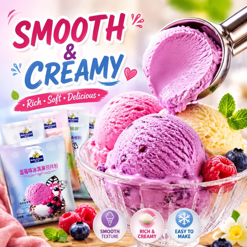Mezcla Casera De Helado En Polvo: 7 Sabores, Paquete 100 G For Casero Blando/duro, Fácil Usar