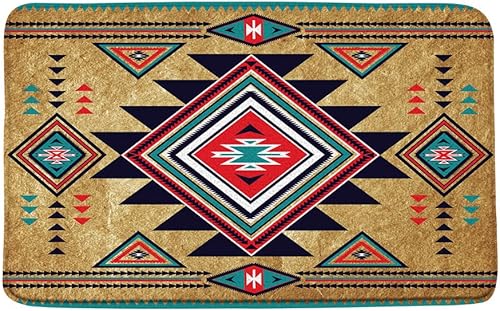 Espuma viscoelástica de microfibra con impresión color marrón azteca del suroeste Navajo abstracto retro tribal geométrico bohemio suave hogar
