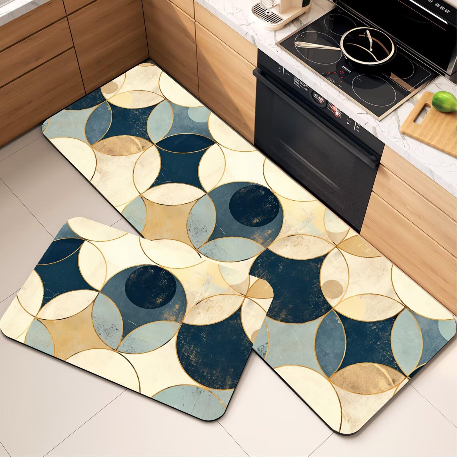 Tapis cuisine antidérapant lavable cream set de 2 pièces 80x120 80x240cm