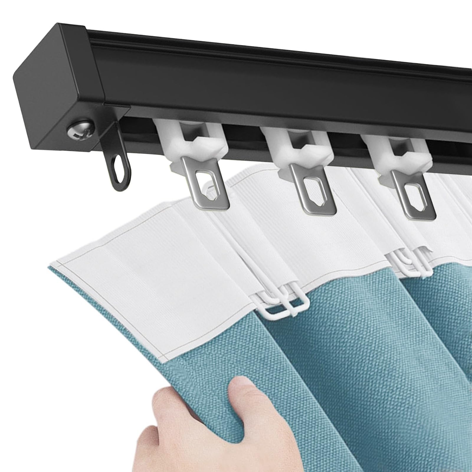 WQPMNYG Heavy-Duty Silent Curtain Track with Rollers - Adjustable 50cm to 600cm Curtain Rails for Living Room Bedroom Home Office Room Divider Ceiling & Wall Mount Solutions