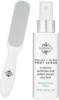 Dermasuri Callus Remover Foot Scrub: Spray-On Exfoliator + Reusable Deluxe Foot File for Soft, Cracked Heel Repair - Home Pedicure Kit