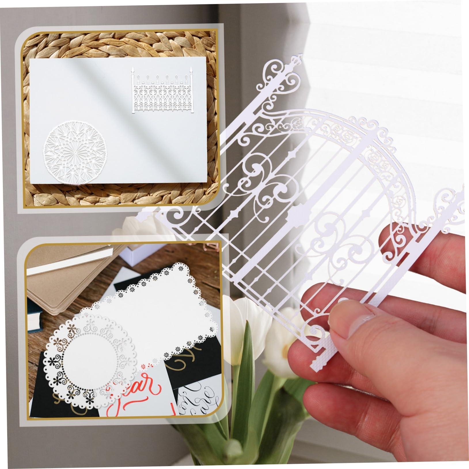 SHINEOFI 2 Pezzi 4 Carta decorativa tascabile conto mano materiale cartaceo nastro scrapbooking paper materiale per lavoretti forniture per decorazioni per album decori in carta pizzo