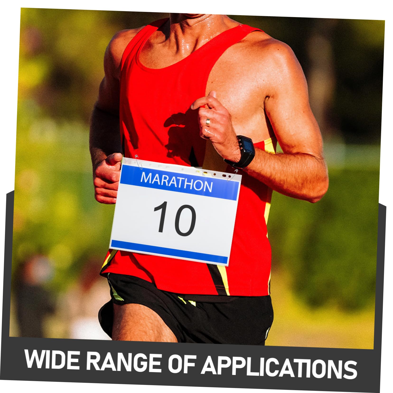 WOONEKY Porte-dossard Transparent en PVC Étanche 100 Pièces Paquet D'affichage pour Dossard De Course pour Événements Pratique pour Entraîneurs Et Arbitres