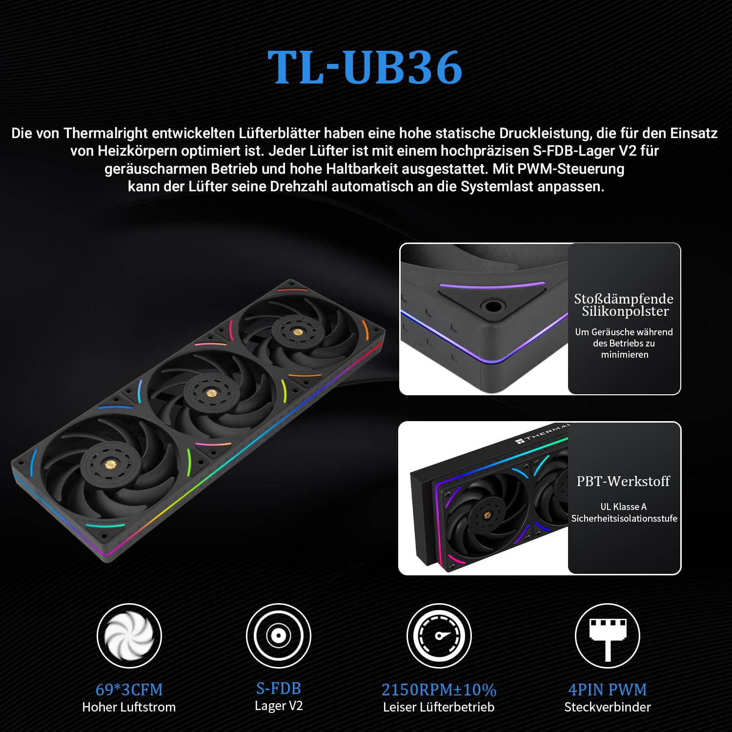 Thermalright TR Mjolnir Vision 360 UB PRO ARGB czarna chłodnica CPU-Aio, specyfikacja 360, system chłodzenia wody z wentylatorem liniowym, ekran LCD 3,5" o rozdzielczości 640 x 480 do AM4/AM5; Intel