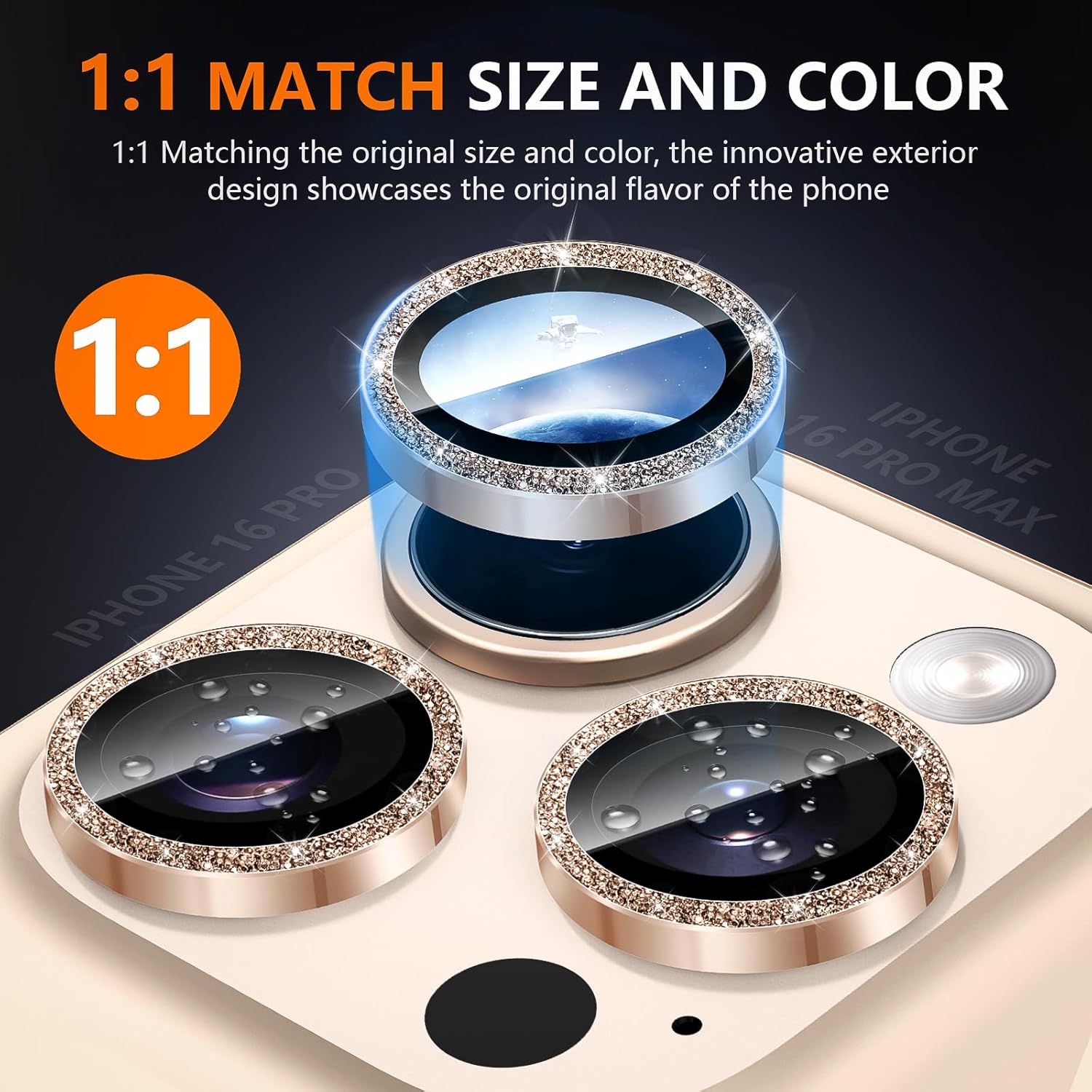 Diruite Camera Protector for iPhone 16 Pro/16 Pro Max Camera Lens protector,Glitter Decoration HD Tempering Glass+Aluminum Rim for iPhone 16 Pro/16 Pro Max Lens Cover 5 71l7wnBJK6L. AC SL1500